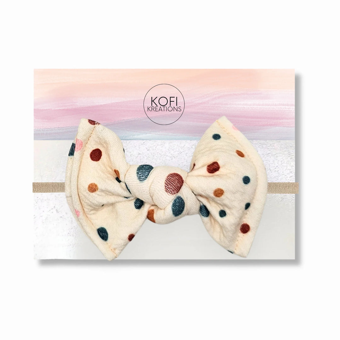 Beige Polka Dot | Knot Hair Bows