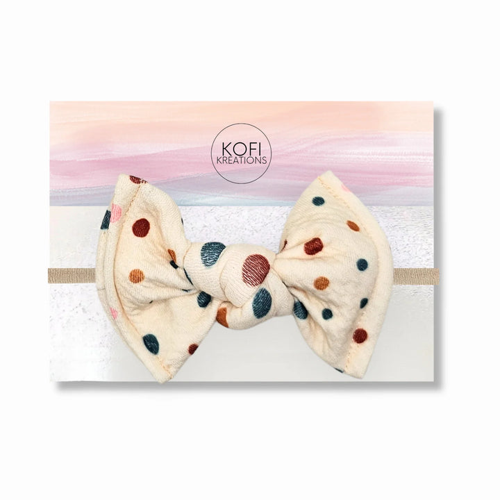 Beige Polka Dot | Knot Hair Bows