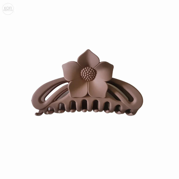 Brown Lotus Flower Hair Claw Clip
