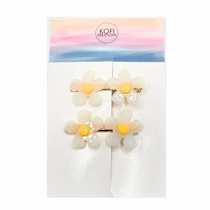 White Flower Hair Clips
