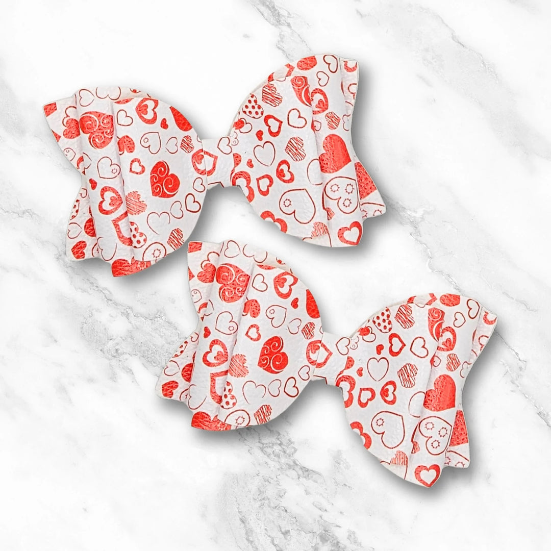 Josie | Passion Hearts Faux Leather Hair Bow