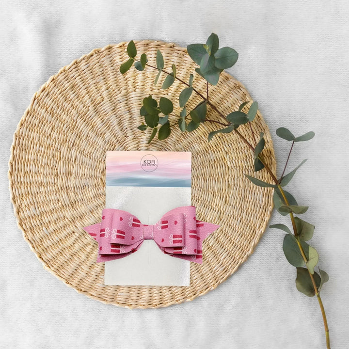 Pepperdine | Love Stripes Faux Leather Bow