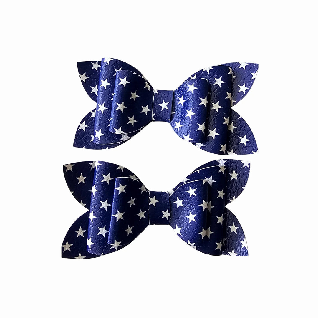 Luna | Festive Stars Faux Leather Hair Bows