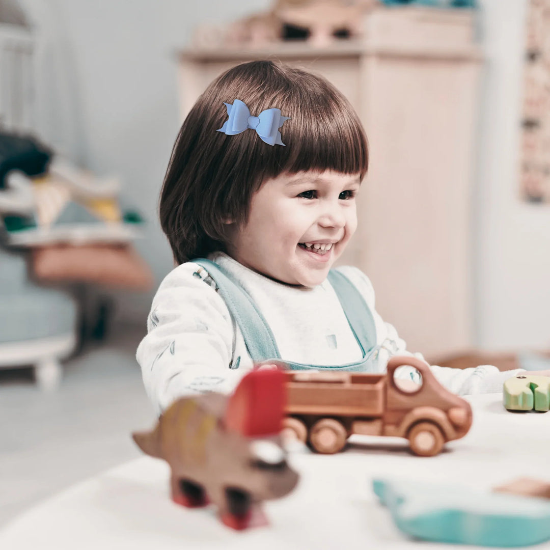 Ella | Sky Blue Faux Leather Hair Bow