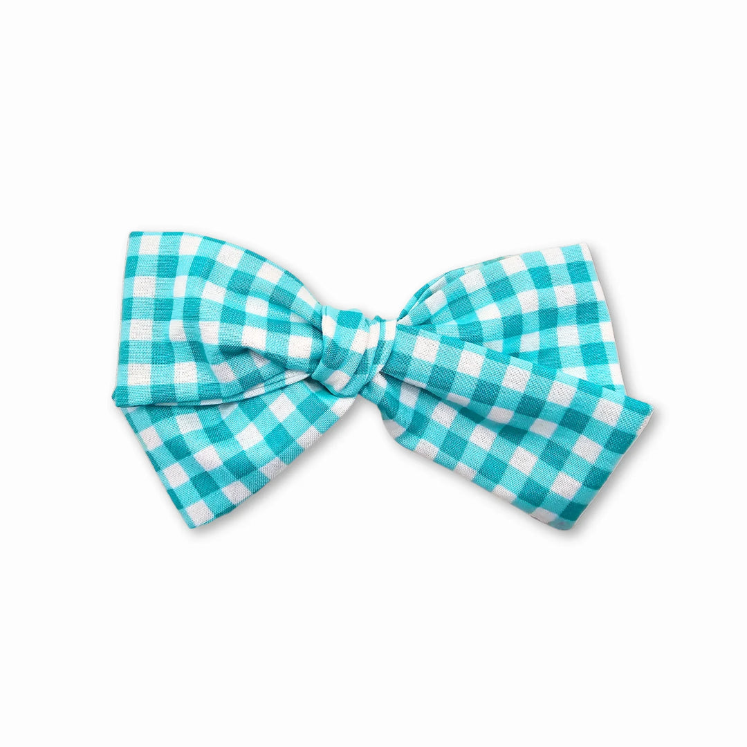 Audrey | Blue Plaid Hand-Tied Hair Bow
