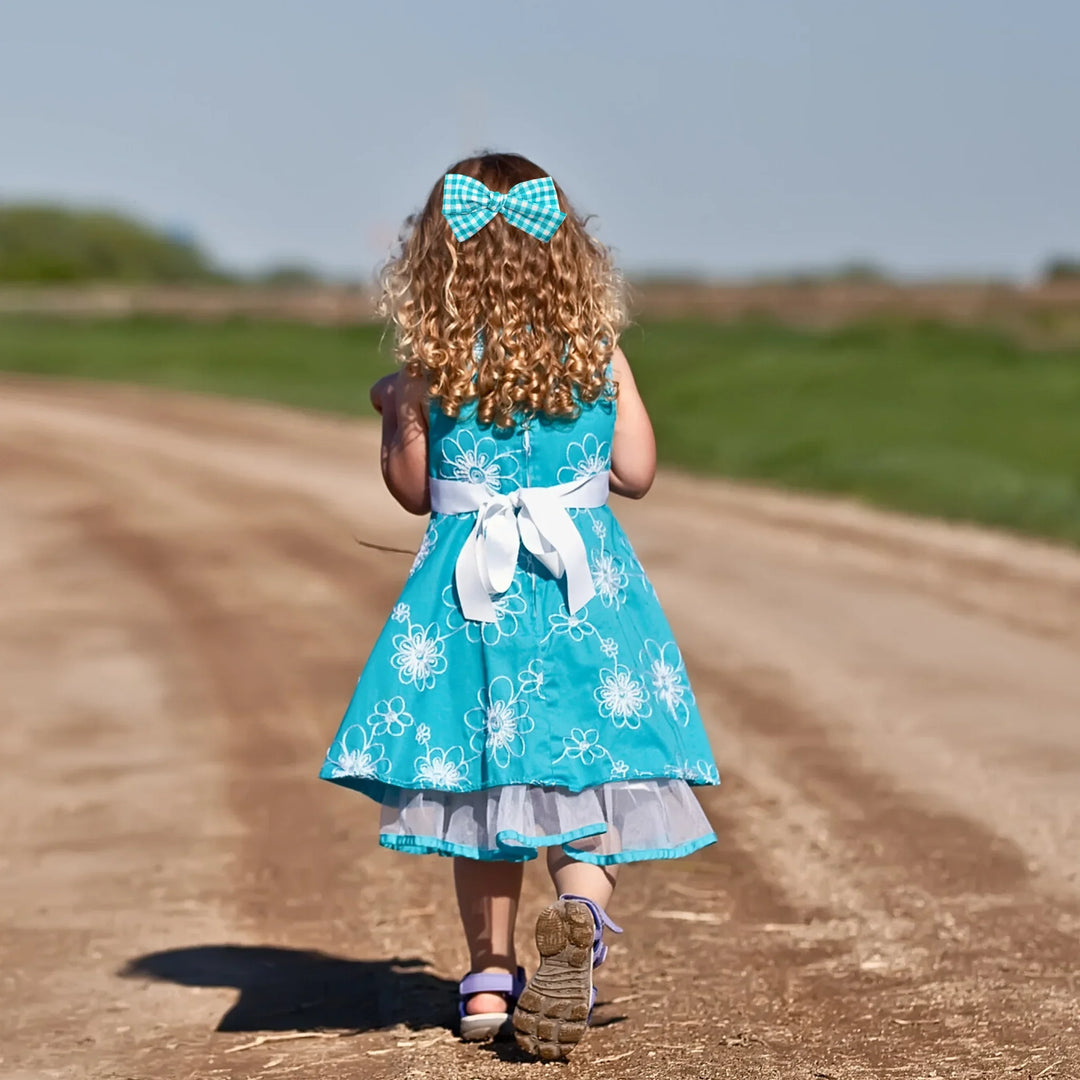 Audrey | Blue Plaid Hand-Tied Hair Bow