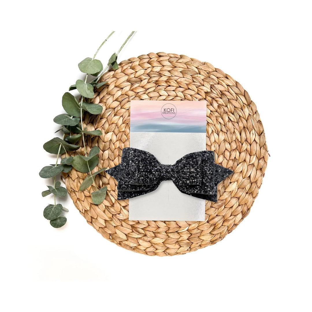 Black | Pepperdine Glitter Hair Bow
