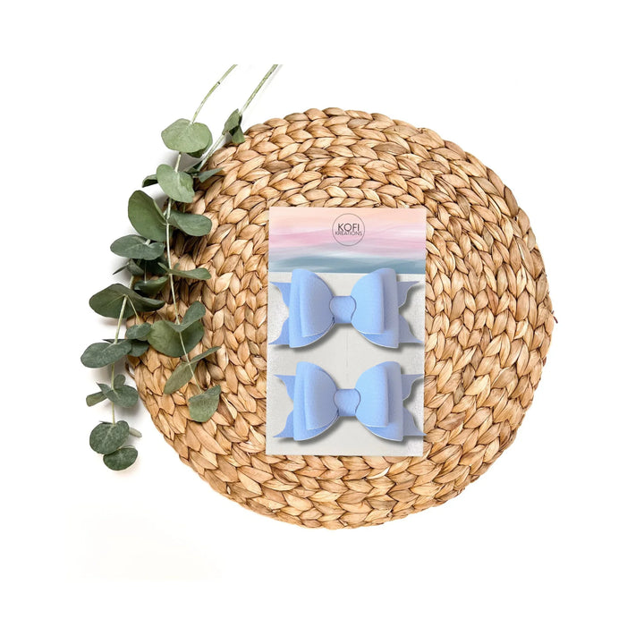 Ella | Sky Blue Faux Leather Hair Bow