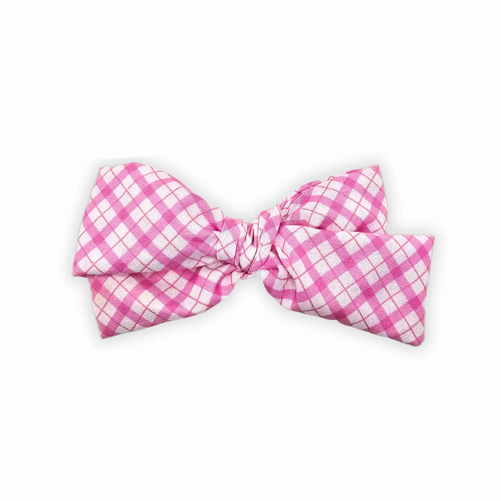 Audrey | Pink Plaid Hand-Tied Hair Bow
