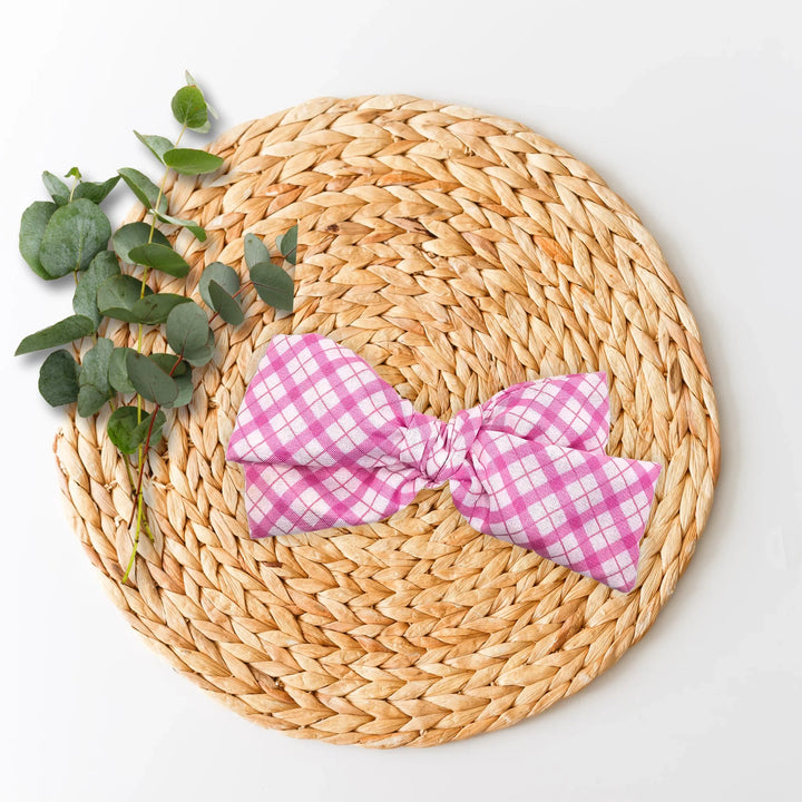 Audrey | Pink Plaid Hand-Tied Hair Bow