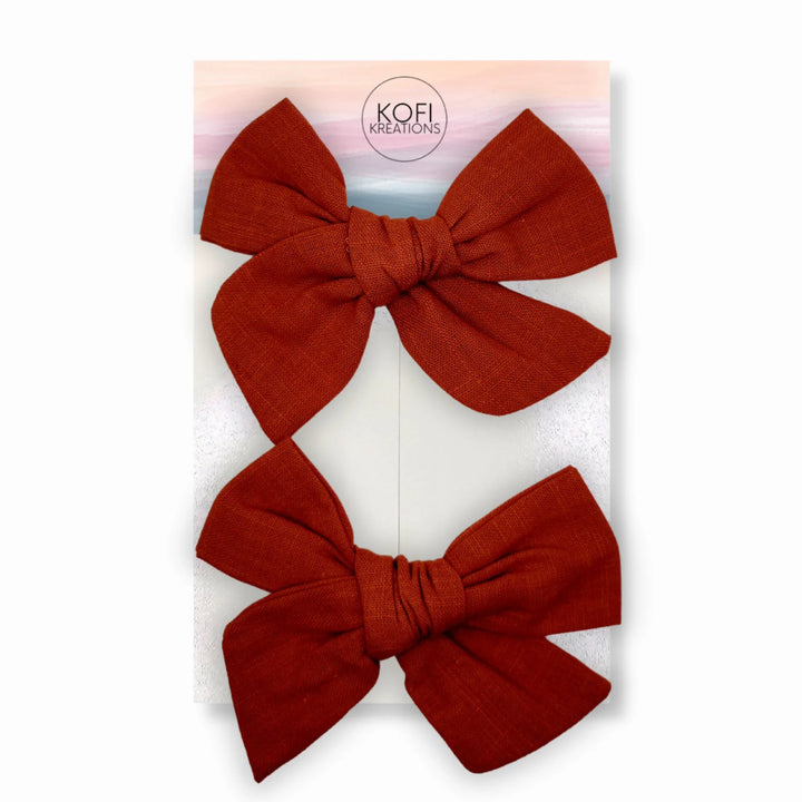 Cinnamon Pigtail Hair Bows