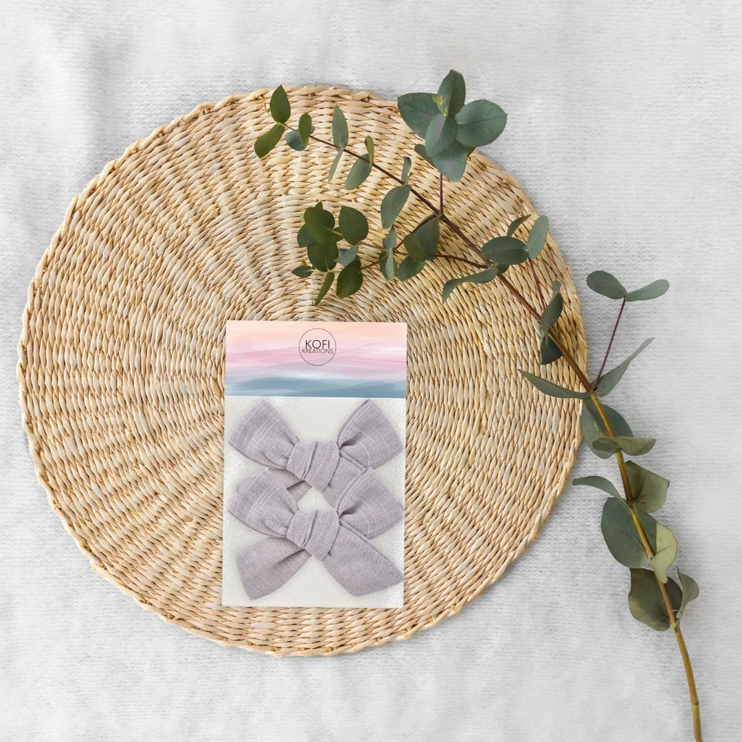 Gray  | Pigtail Set - Hand-tied Bow