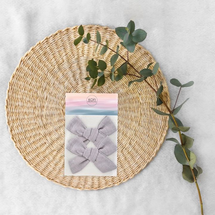 Gray  | Pigtail Set - Hand-tied Bow
