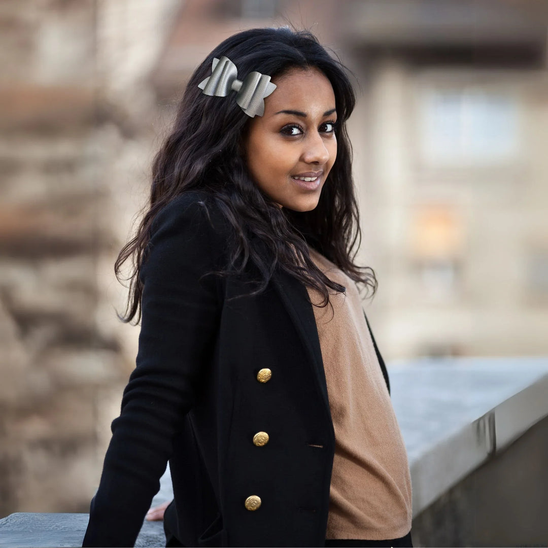 Josie | Black Faux Leather Hair Bow