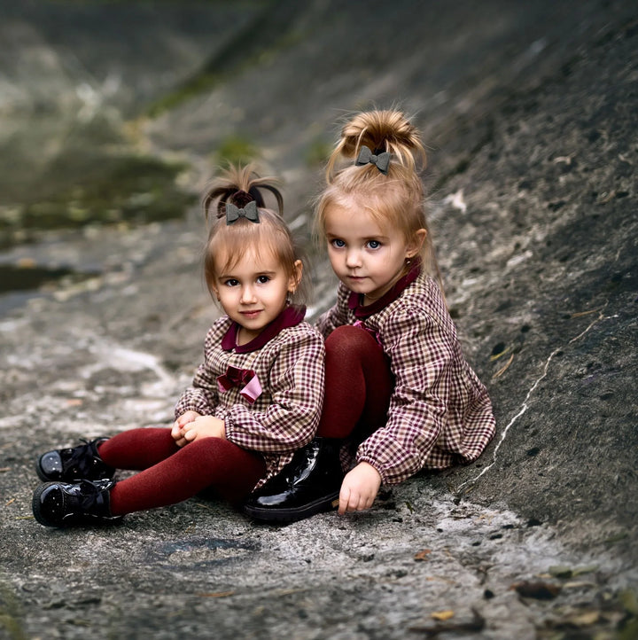 Gray Felt Piggy Hair Bows