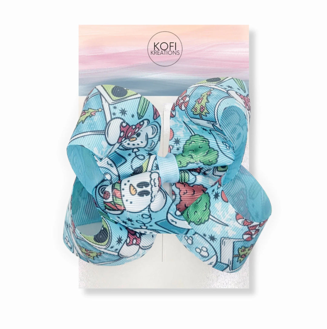 Snow Mouse Ribbon Hair Bow