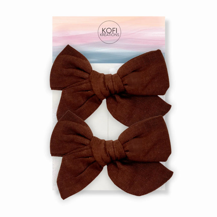 Chocolate Brown Pigtail Hair Bows