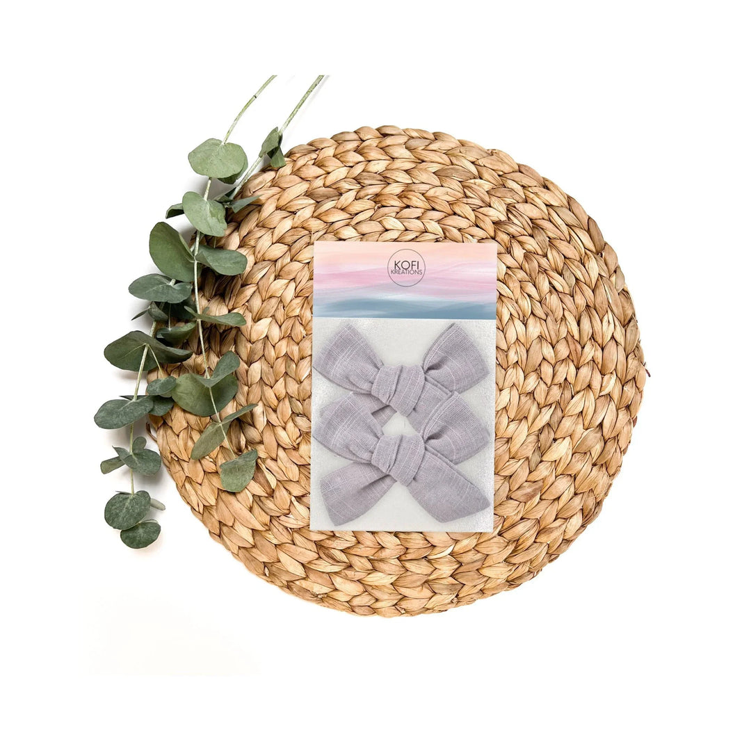 Gray  | Pigtail Set - Hand-tied Bow