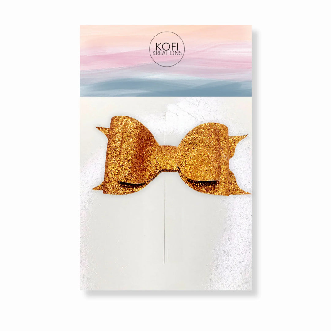 Orange Glitter Hair Bow