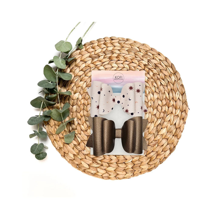 Josie | Jupiter Moon Faux Leather Hair Bow Set