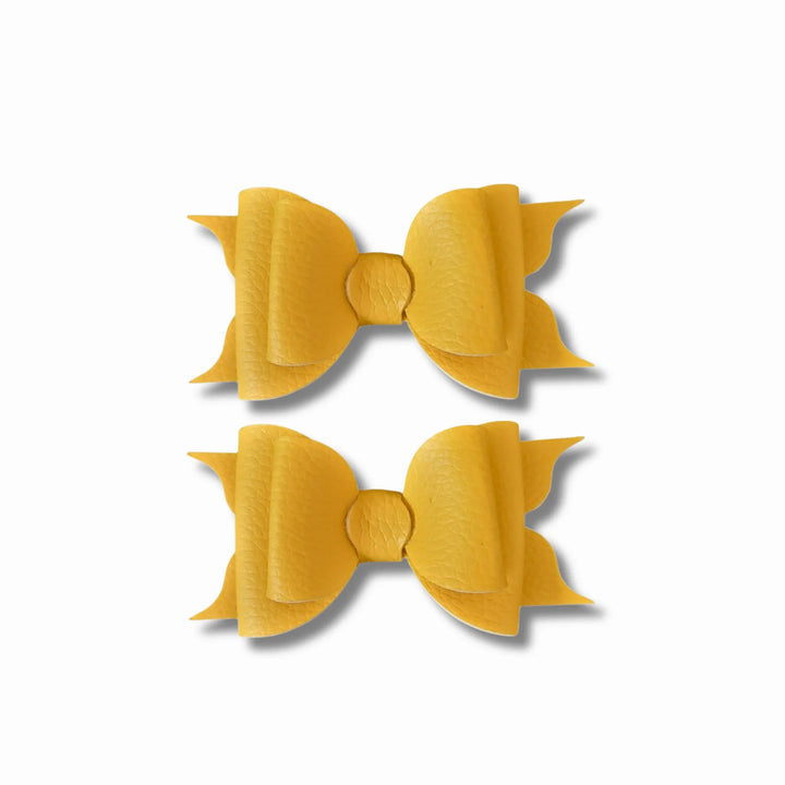 Ella | Yellow Faux Leather Hair Bow