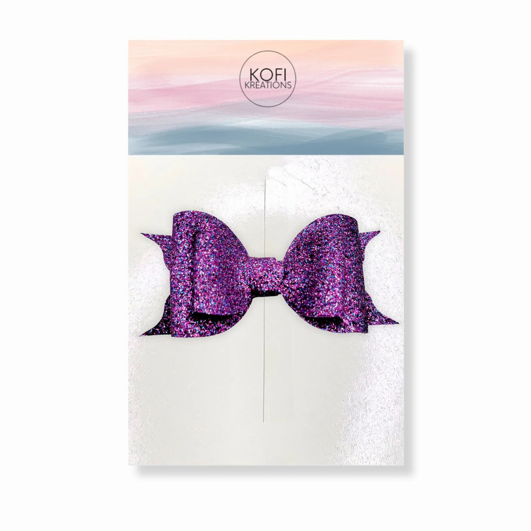 Purple Glitter Hair Bow
