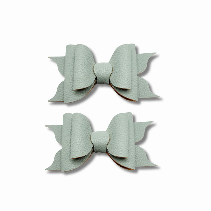 Ella | Aqua Faux Leather Hair Bow