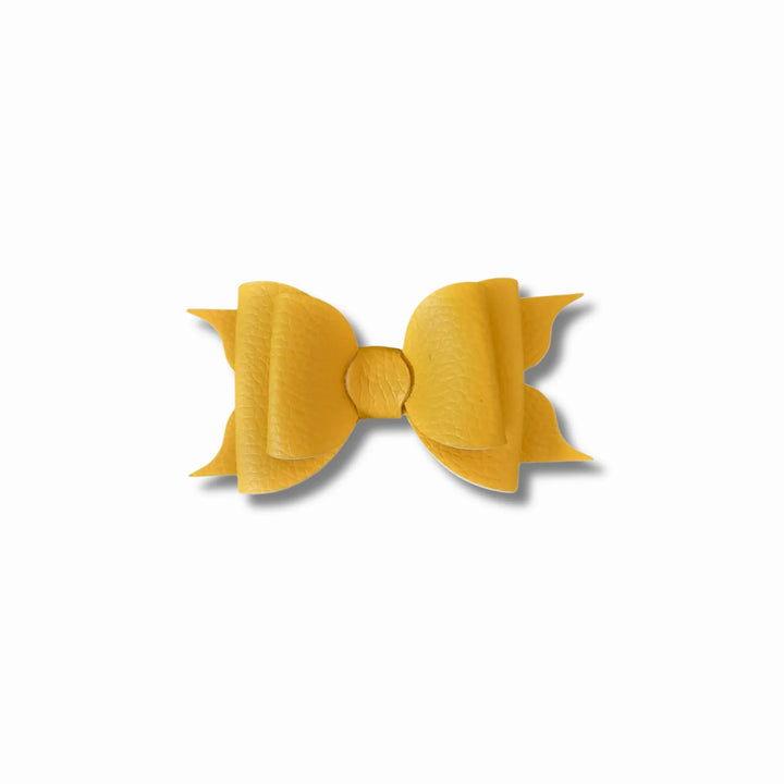 Ella | Yellow Faux Leather Hair Bow