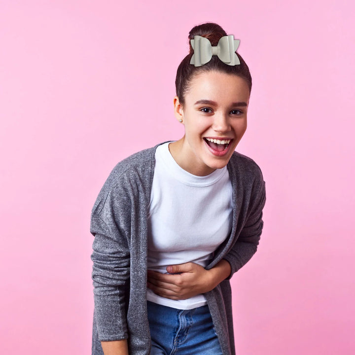 Josie | Gray Faux Leather Hair Bow