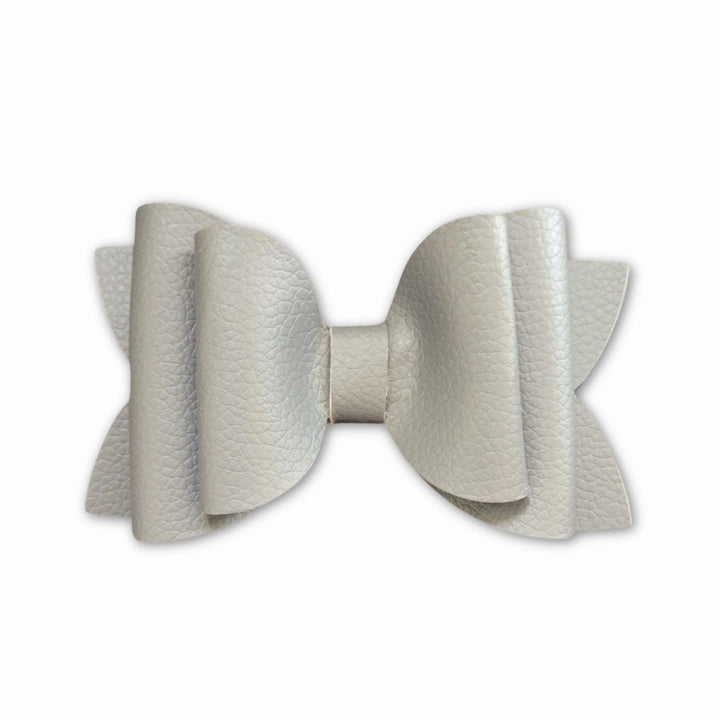 Josie | Gray Faux Leather Hair Bow