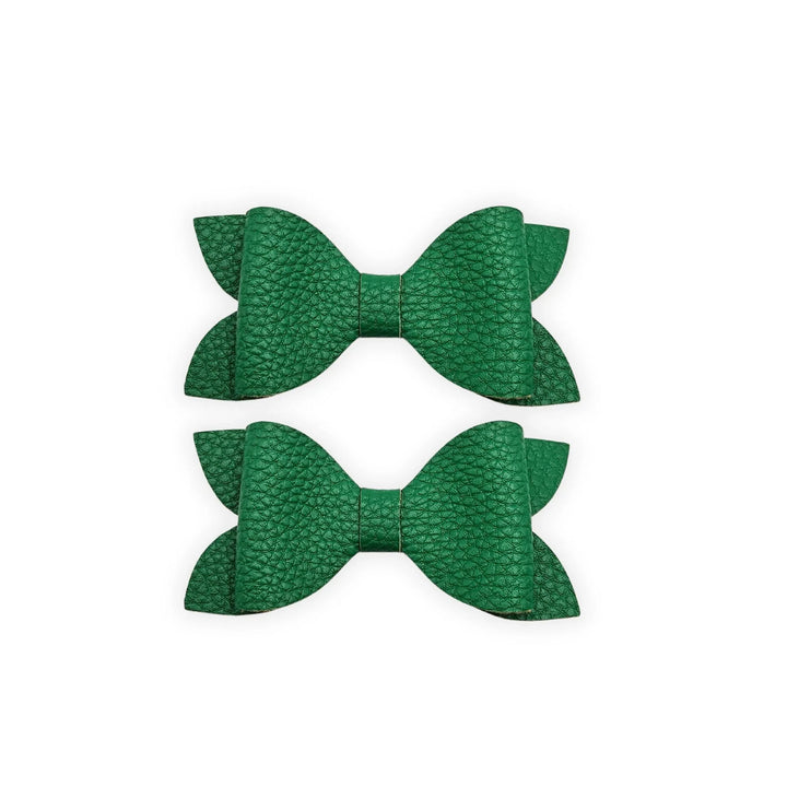 Luna | Green Faux Leather Hair Bows