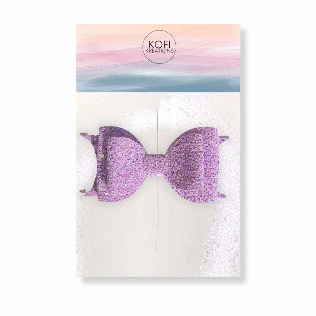 Purple Pebble Glitter Hair Bow