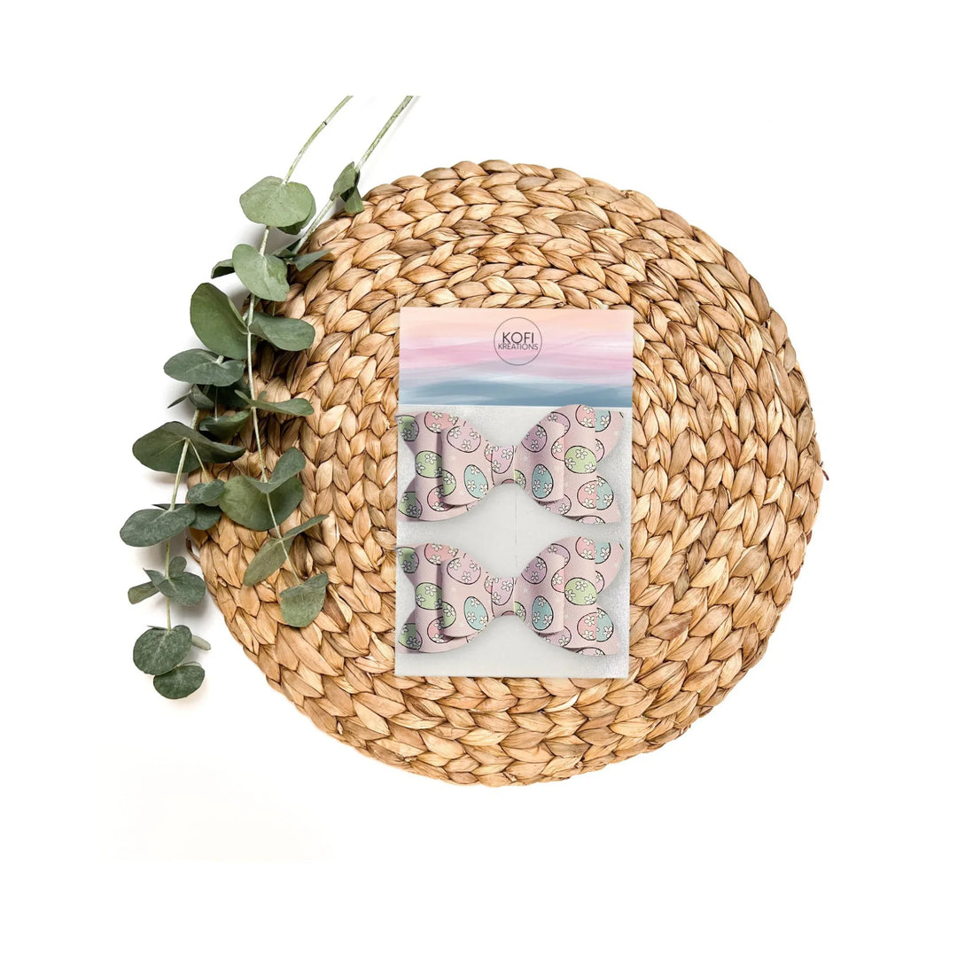 Luna | Easter Egg Bliss Faux Leather Hair Bow