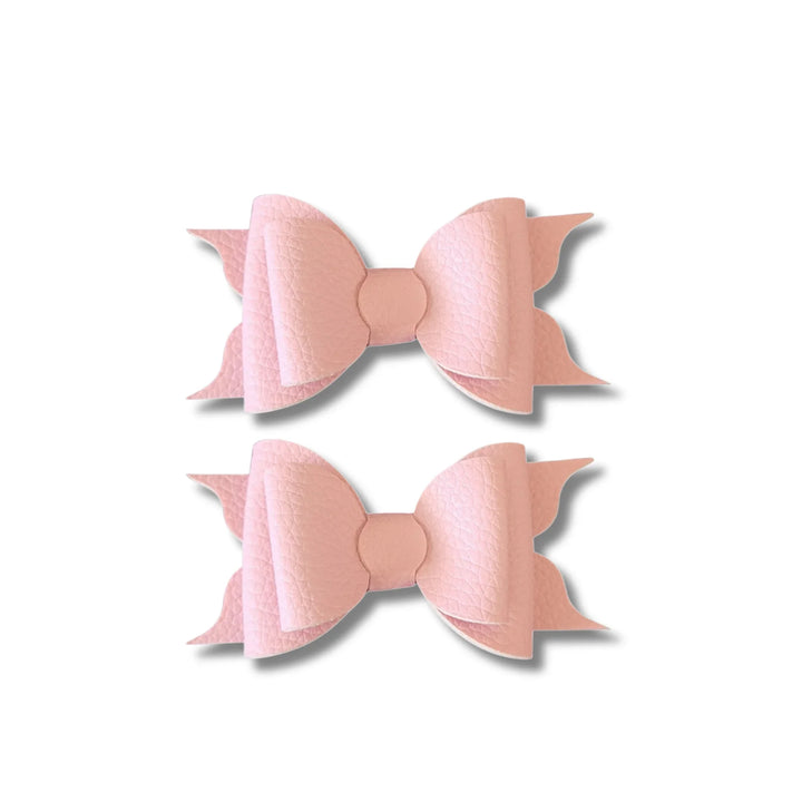 Ella | Crepe Pink Faux Leather Hair Bow