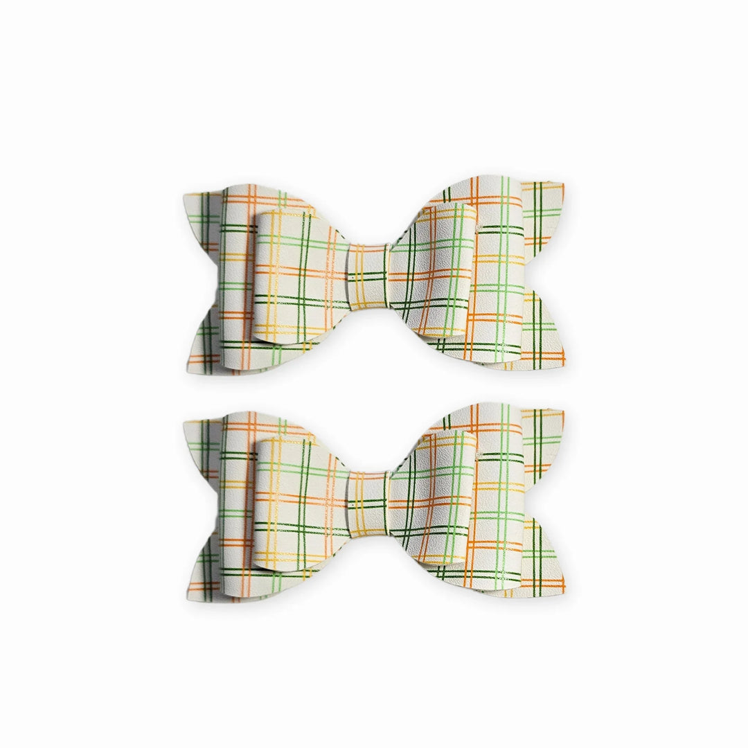 Luna | Vintage Gingham Faux Leather Hair Bow