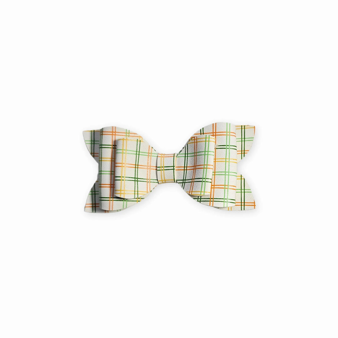 Luna | Vintage Gingham Faux Leather Hair Bow