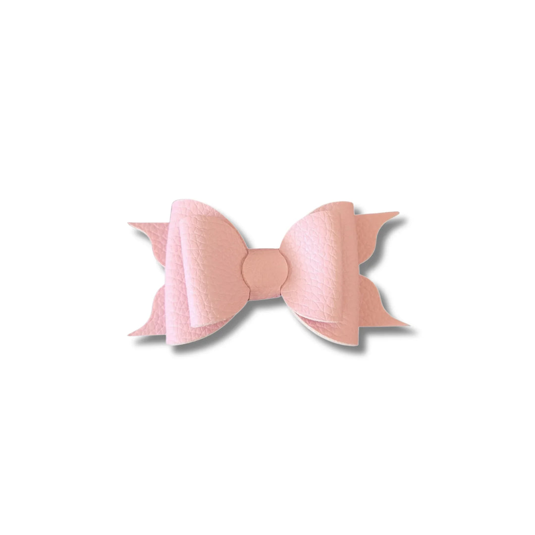 Ella | Crepe Pink Faux Leather Hair Bow