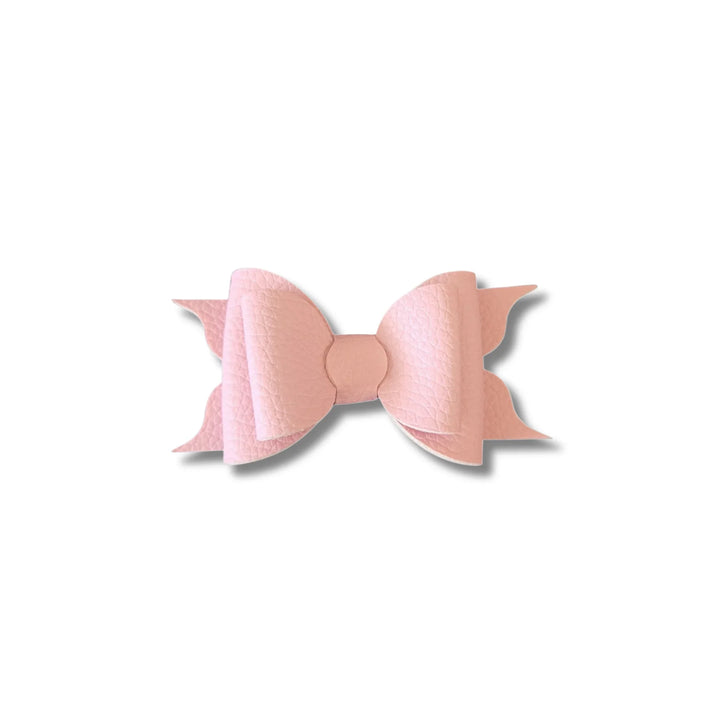 Ella | Crepe Pink Faux Leather Hair Bow
