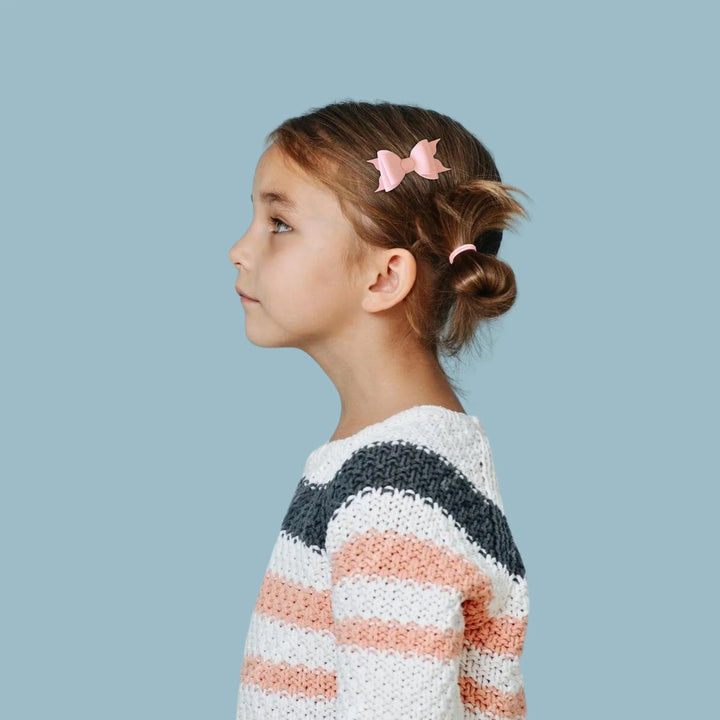 Ella | Crepe Pink Faux Leather Hair Bow