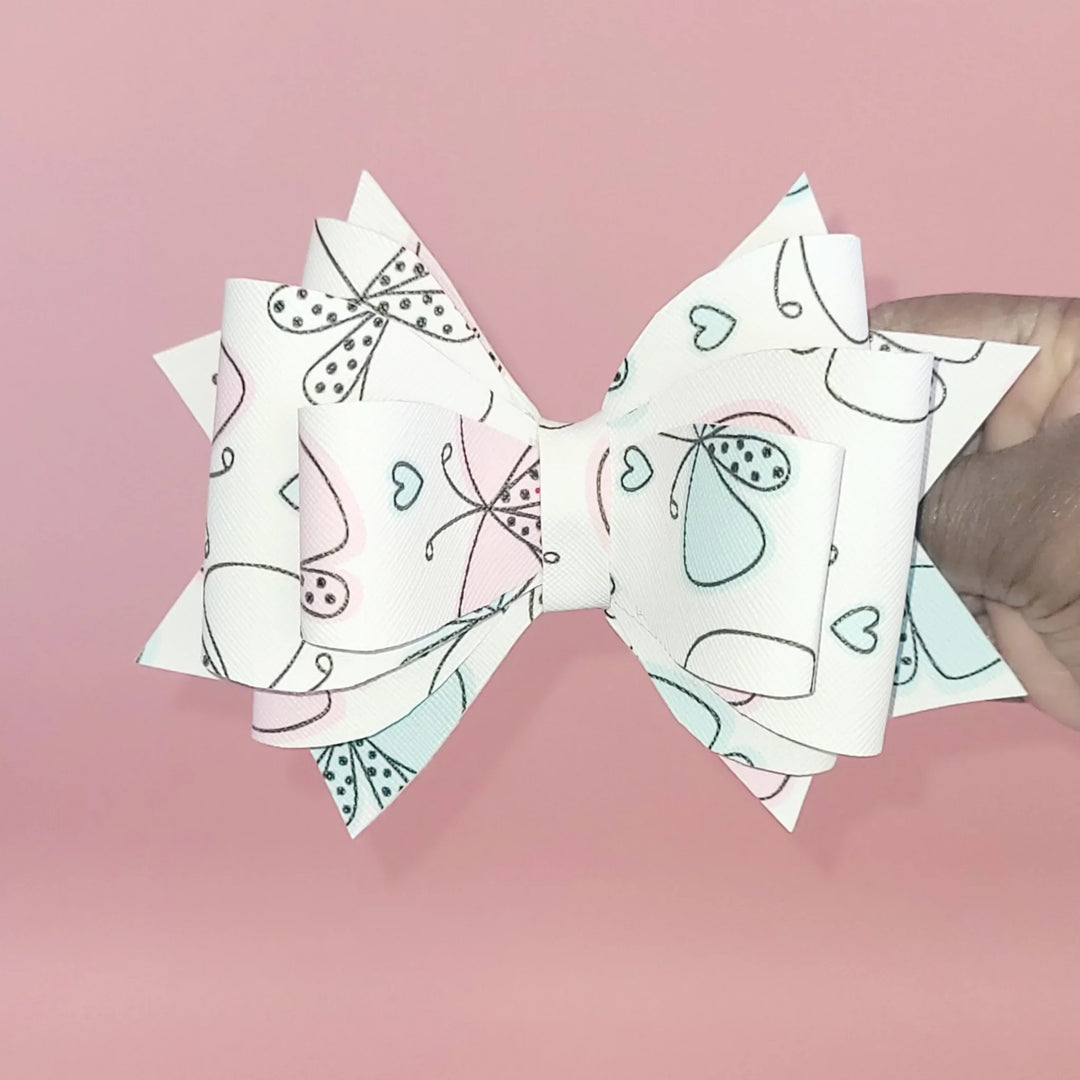 Hearts & Butterflies | Faux Leather Hair Bow