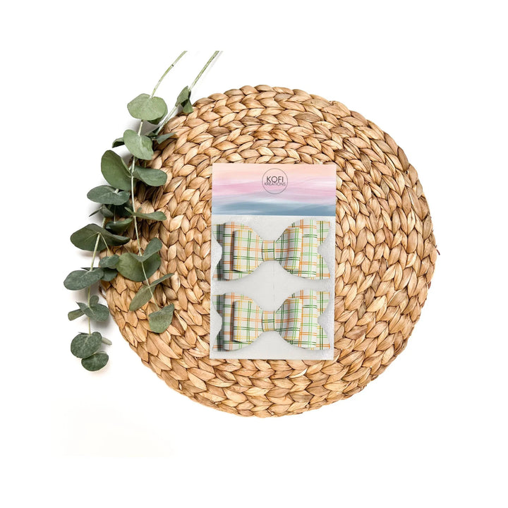 Luna | Vintage Gingham Faux Leather Hair Bow