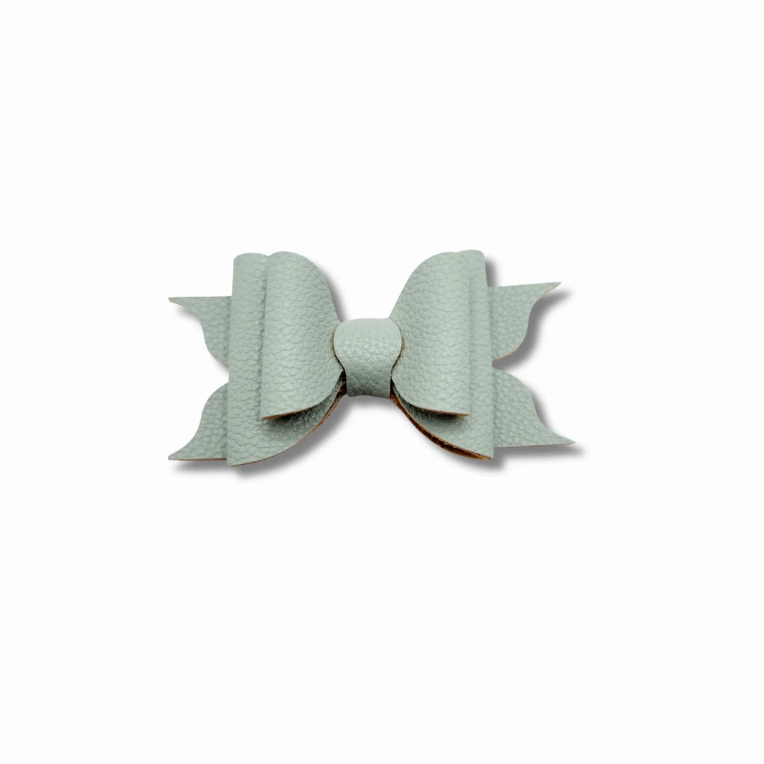 Ella | Aqua Faux Leather Hair Bow