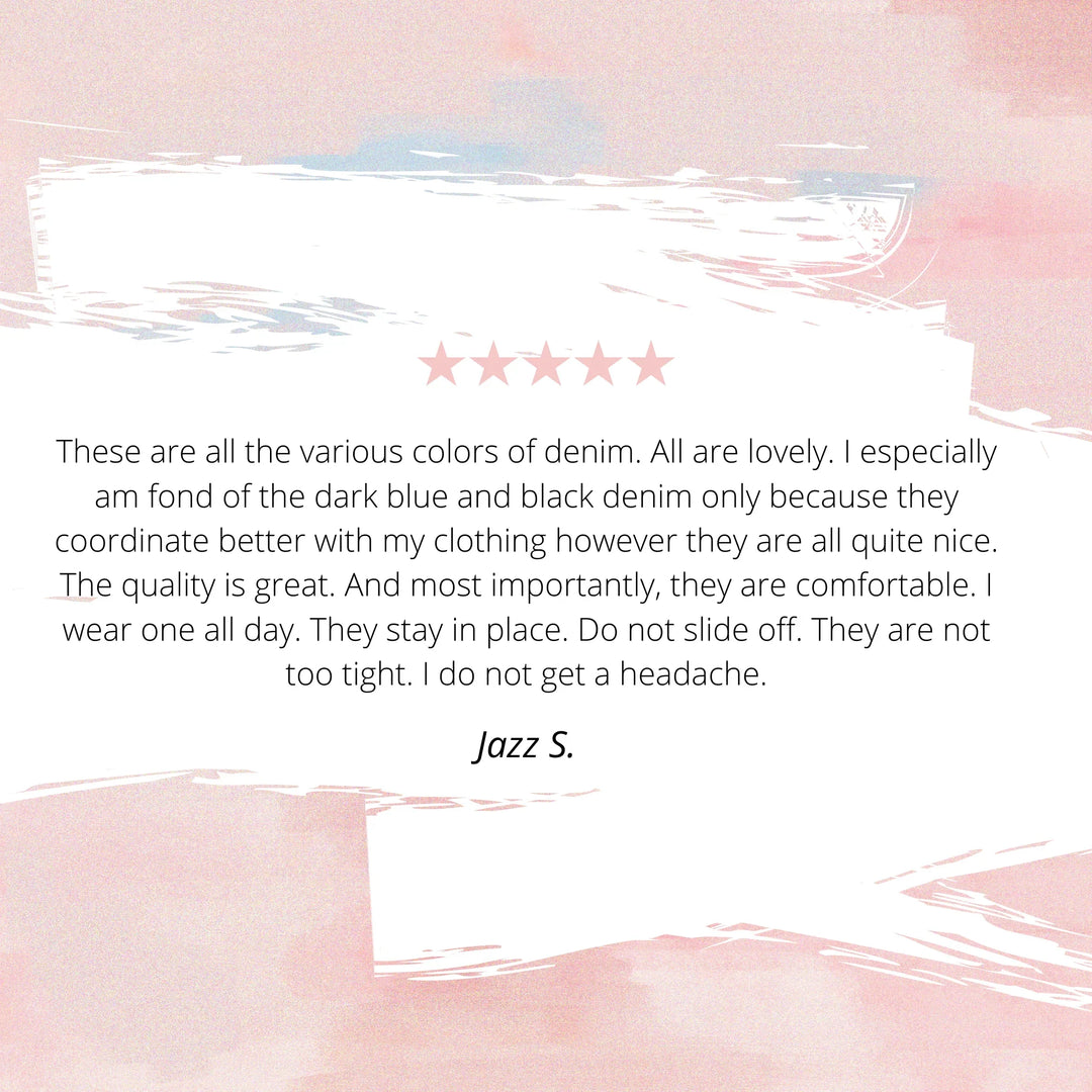 White Stripes Denim Headband