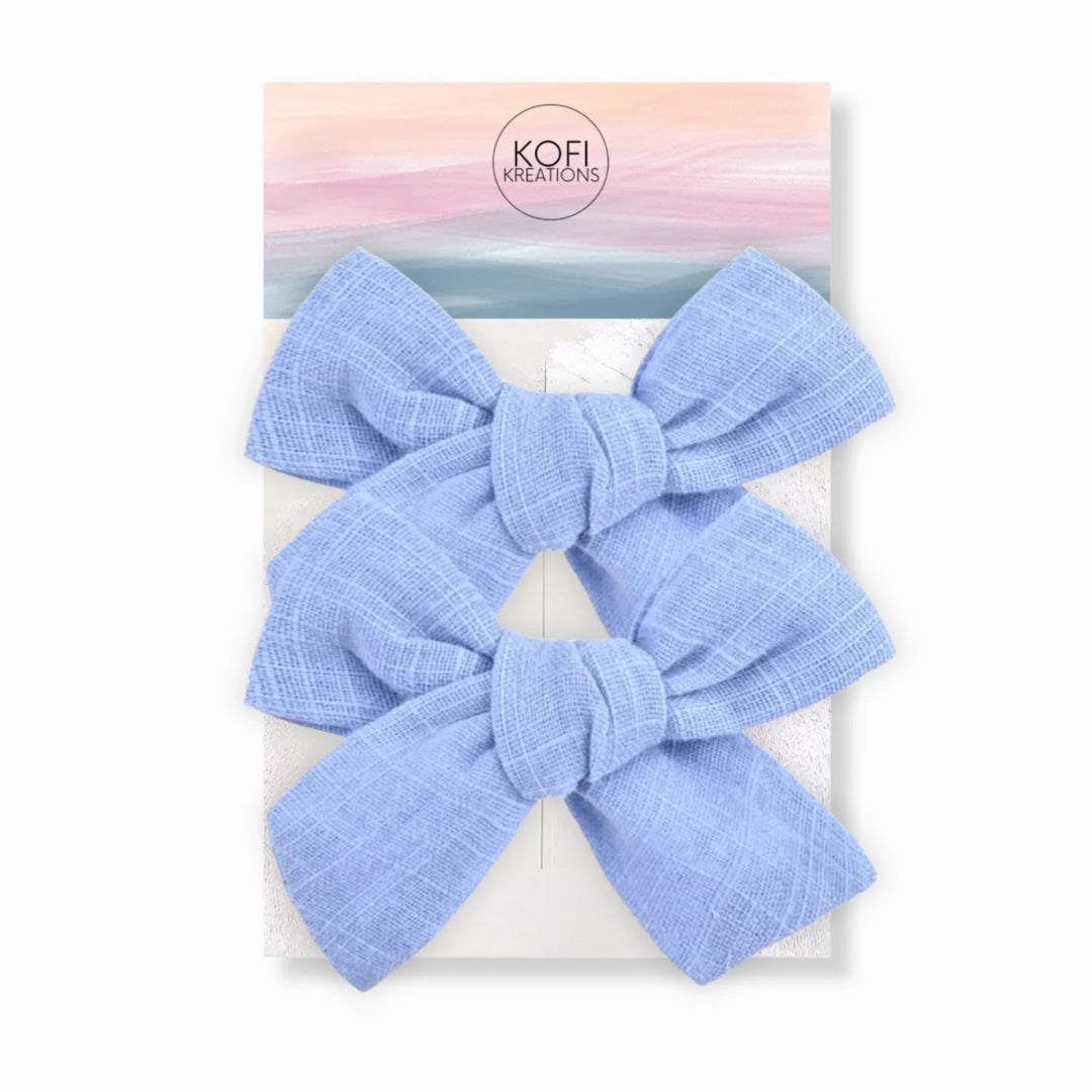 Light Blue Pigtail Hair Bows