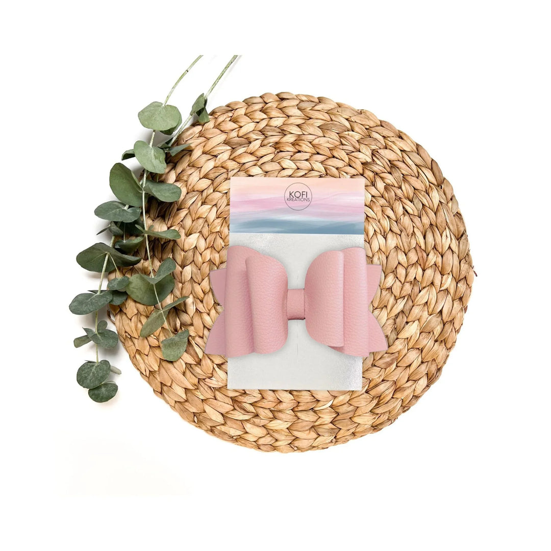 Josie | Light Pink Faux Leather Hair Bow