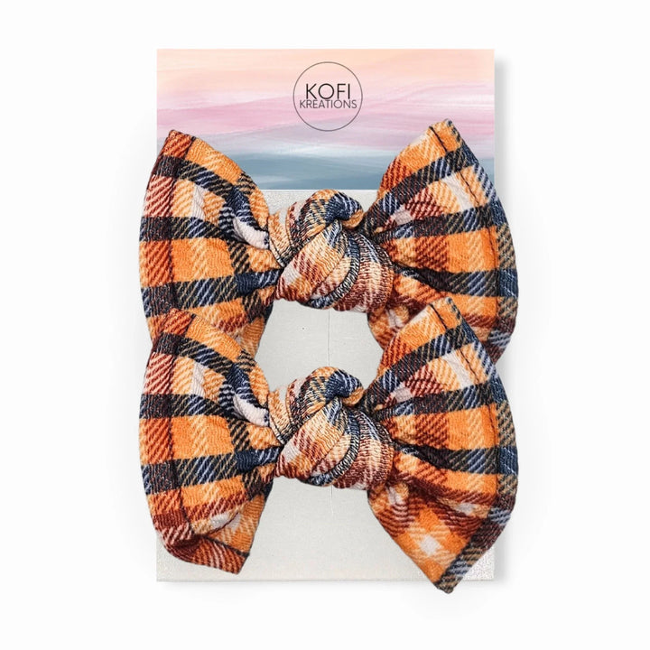 Orange Plaid | Knot Hair Bows