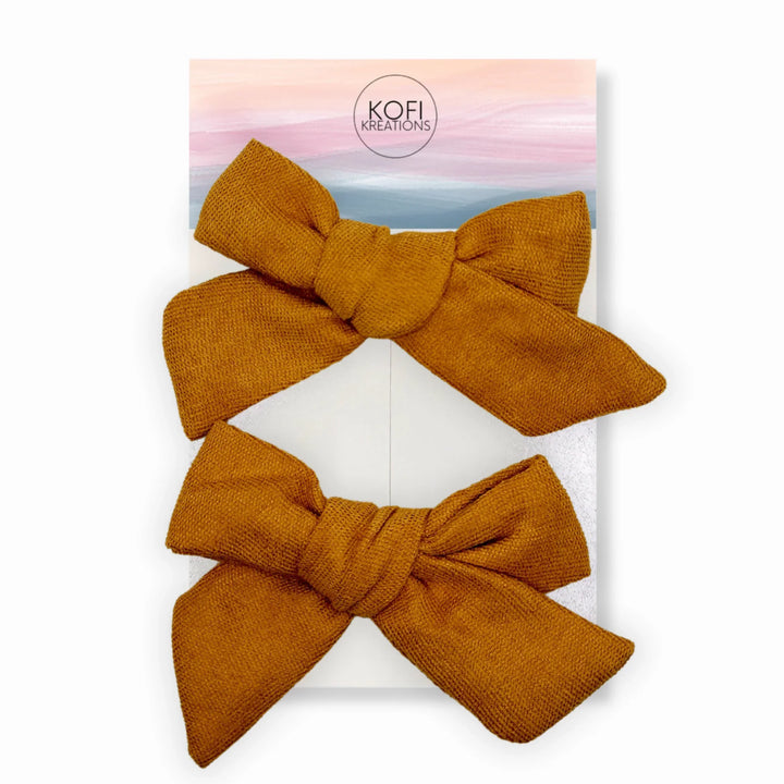 Tawny Pigtail Hair Bows
