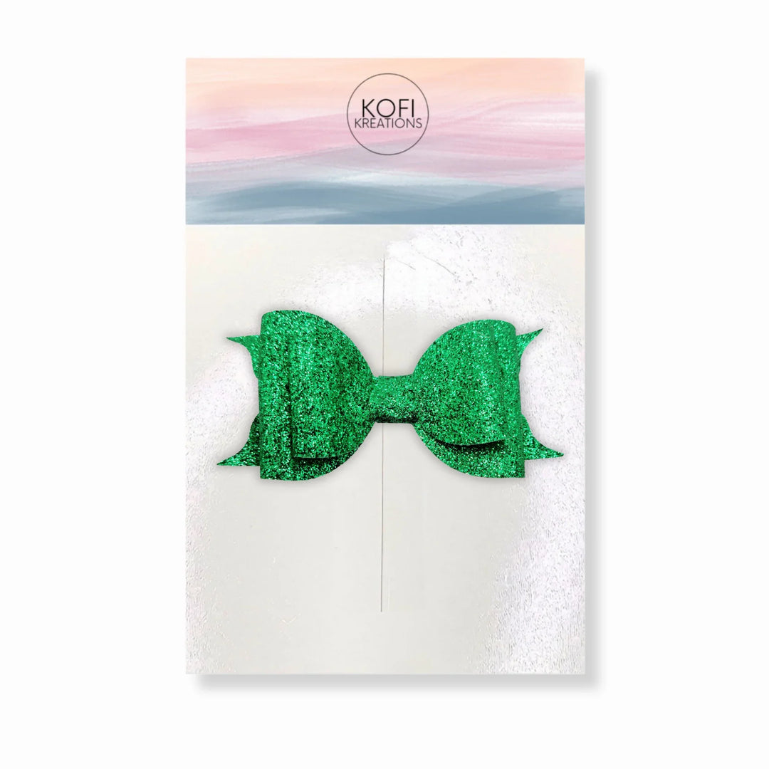Green Glitter Hair Bow