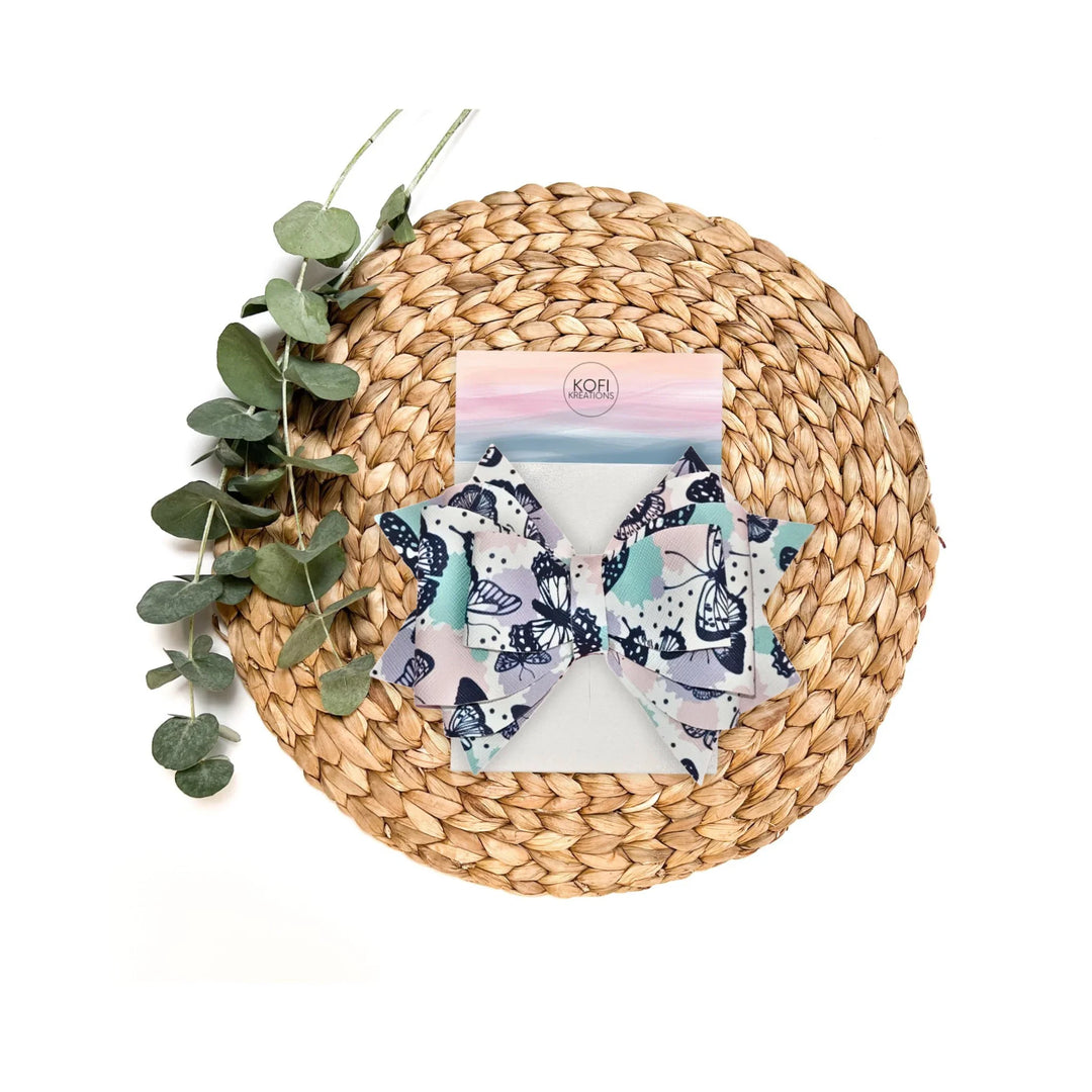 Blue Moon Butterfly | Faux Leather Hair Bow
