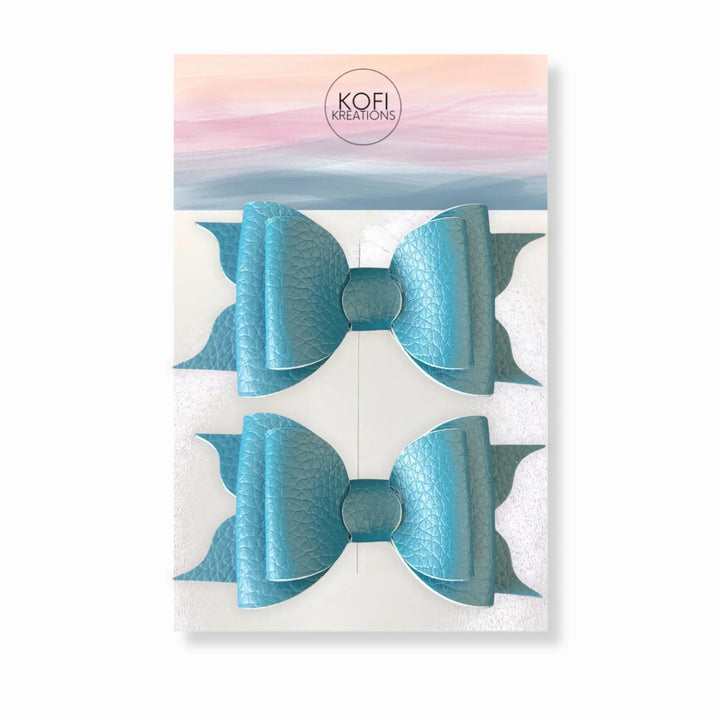 Ella | Turquoise Faux Leather Hair Bow